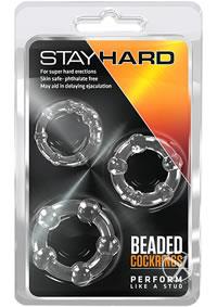 STAY HARD BEADED COCKRINGS - CLEAR